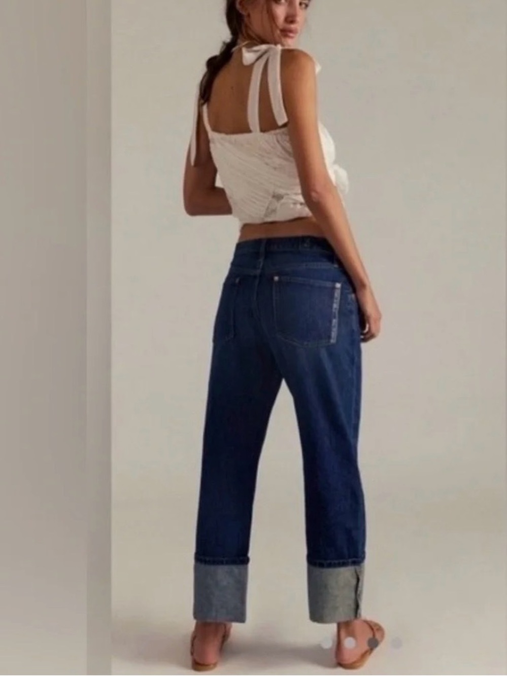 FREE PEOPLE We the Free Slim Selvedge Wide Cuffed Jeans 32